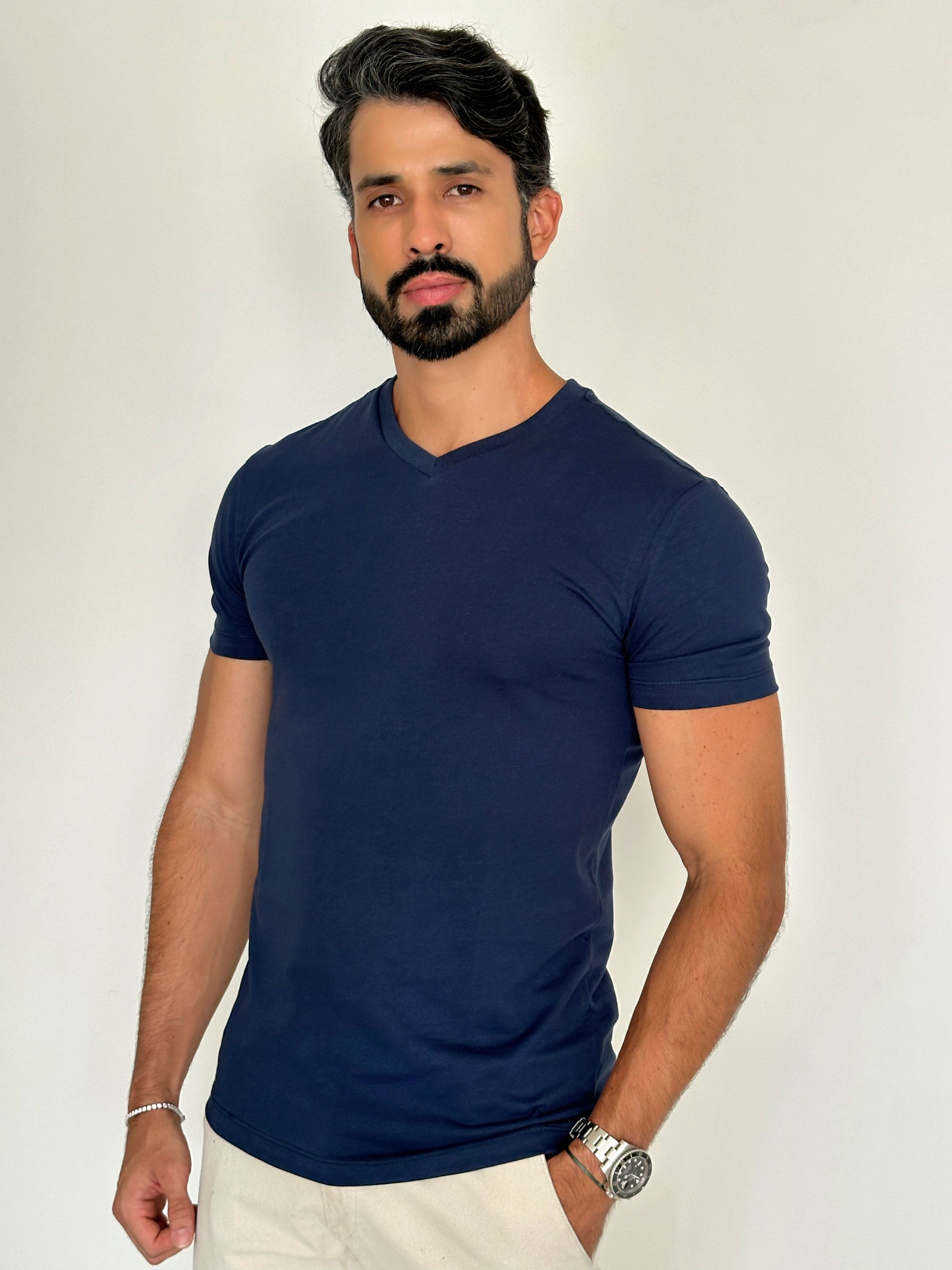 CAMISA AZUL MARINHO COMFORT PARIS GOLA V