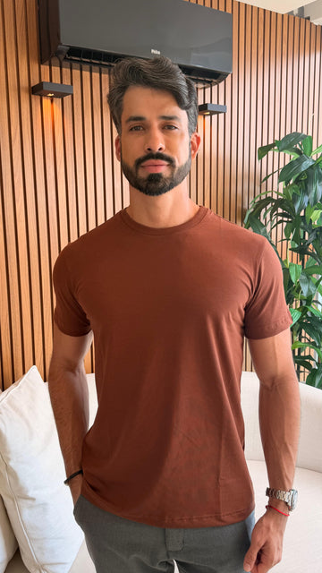 CAMISA COMFORT PARIS GOLA O MARROM CAFÉ
