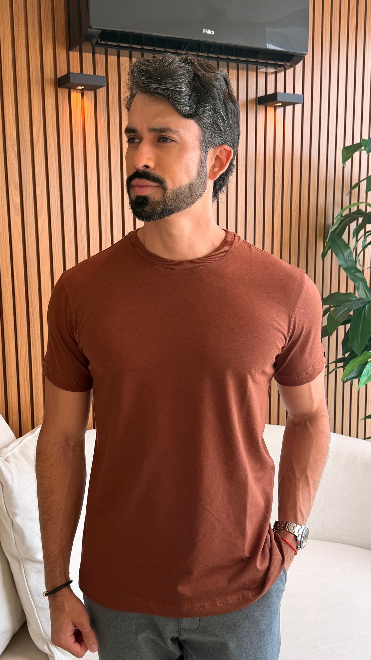 CAMISA COMFORT PARIS GOLA O MARROM CAFÉ